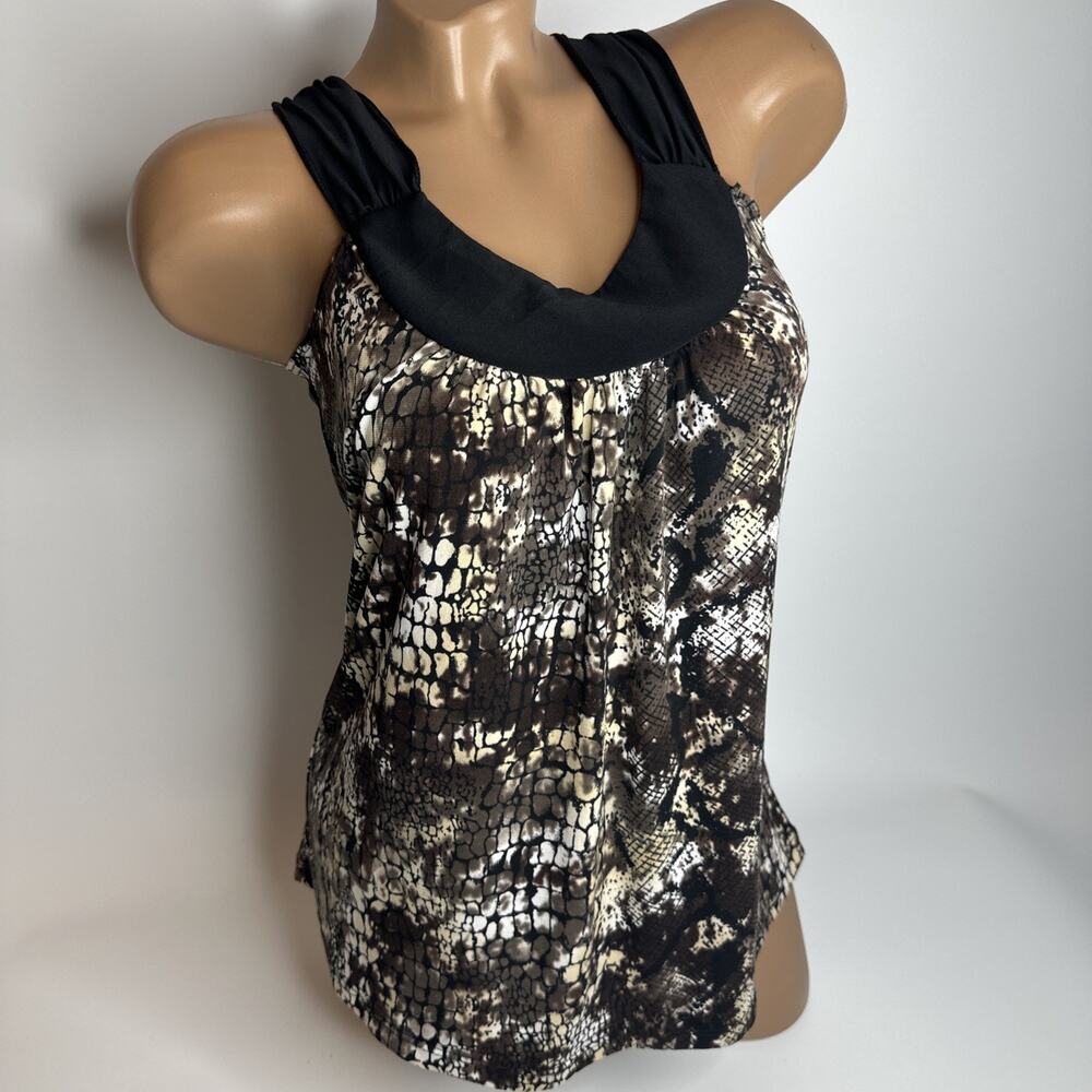 Perseption Concept Women Size Small Snakeskin Print Halter Tank Top USA Vintage